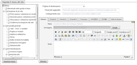 Imposta menu: fai clic per ingrandire l'immagine