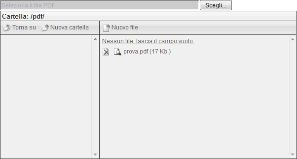Web Portal Now: seleziona file